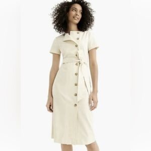 J.Crew *NWOT* Short-sleeve trench dress in Italian stretch wool